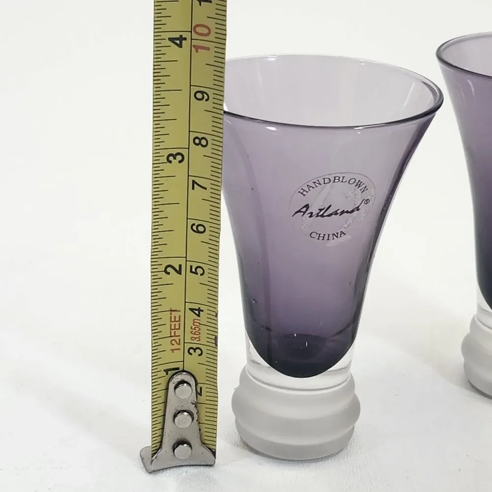Artland Handblown Shot Glasses Lot of Two Apertif Purple Amethyst Plum Iris NEW